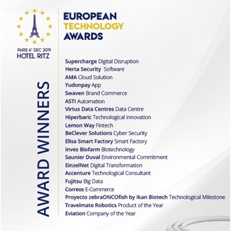 Award-winners of the European Technology Awards 2019